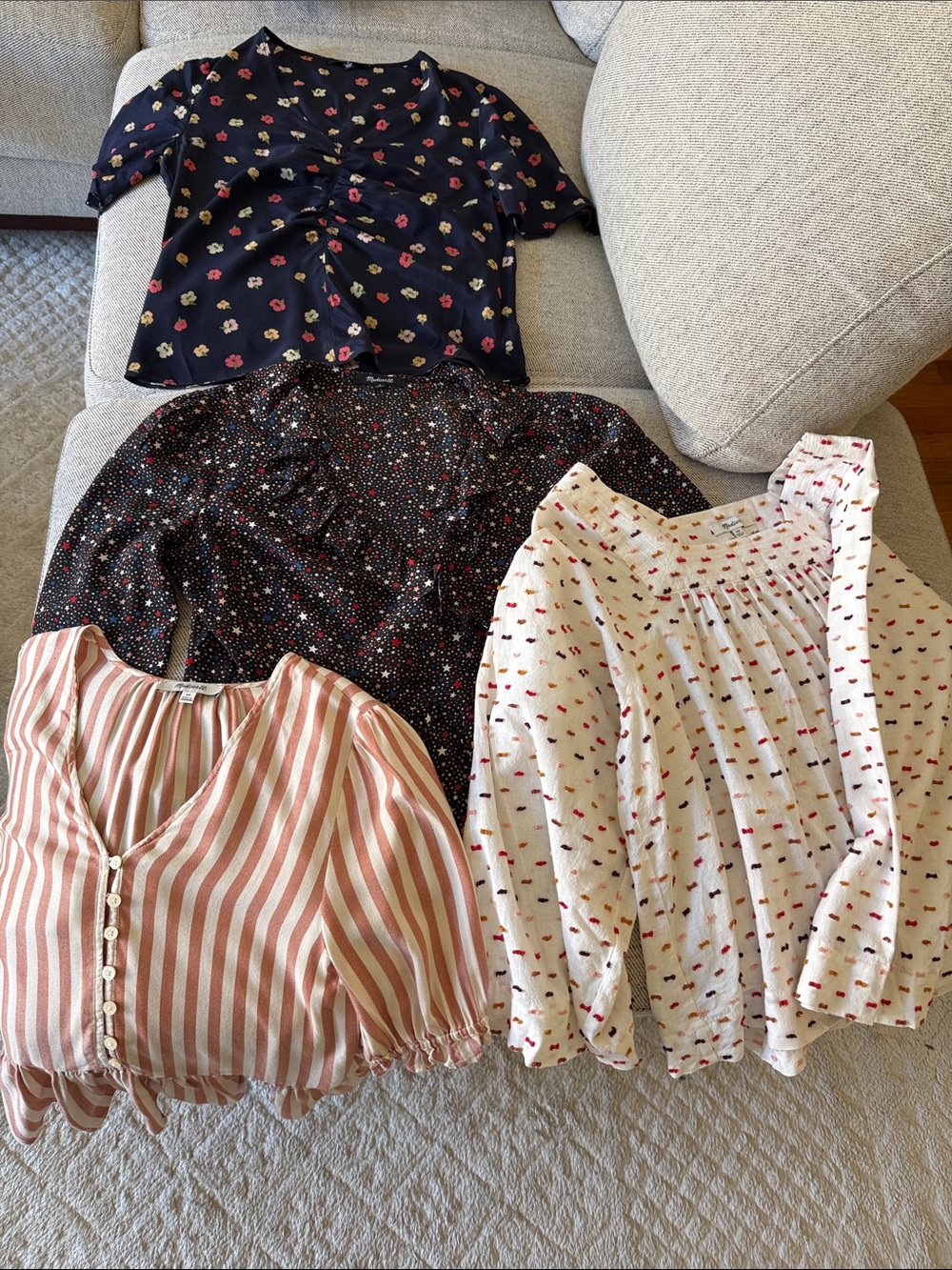 Bundle of 5 Madewell Tops - 100% Silk, 100% Cotton, Viscose, 0, X-small, small